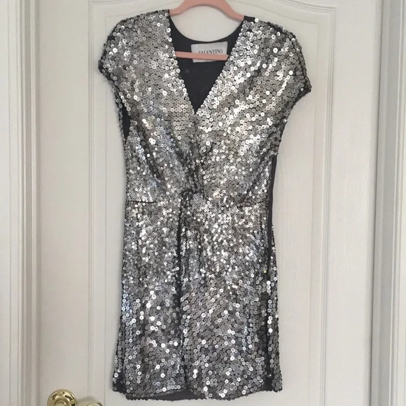 ASO Blair Waldorf Gossip Girl Valentino Sequin Silk Dress US 8 - Picture 3 of 12